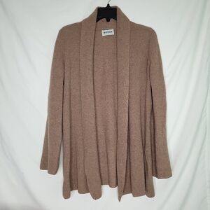 BRORA Scottish Cashmere Women's Brown Minimalist Open Cardigan MEDIUM